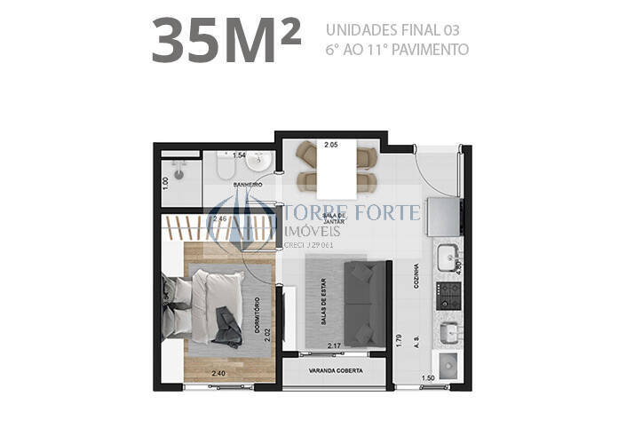 Apartamento à venda com 1 quarto, 35m² - Foto 35