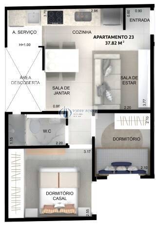 Apartamento à venda com 2 quartos, 38m² - Foto 2