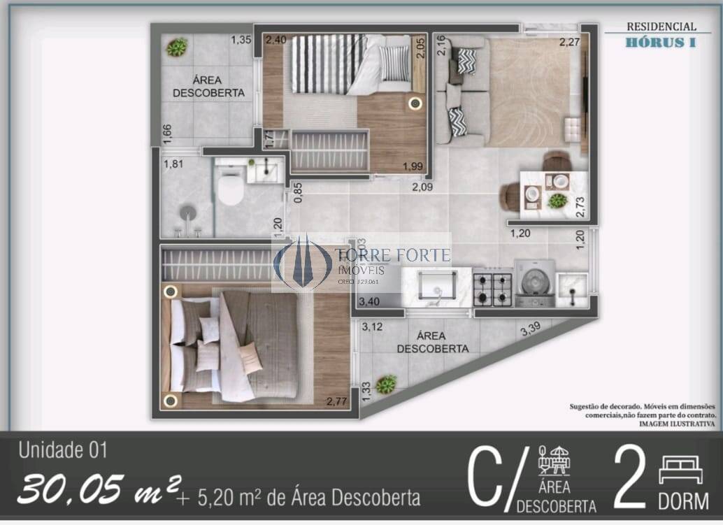 Apartamento à venda com 2 quartos, 31m² - Foto 4