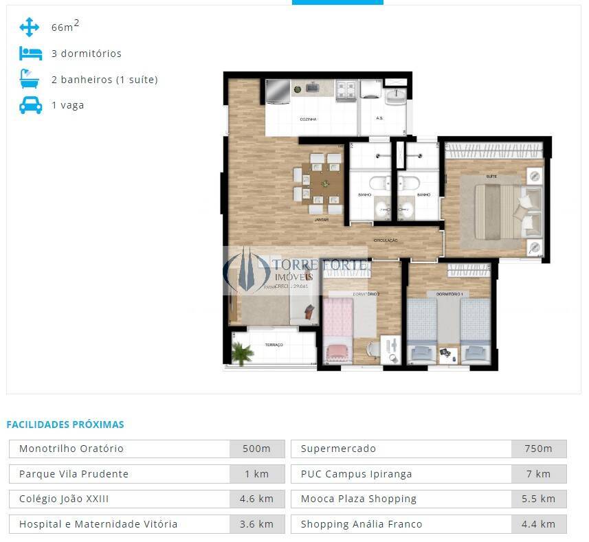 Apartamento à venda com 3 quartos, 66m² - Foto 8