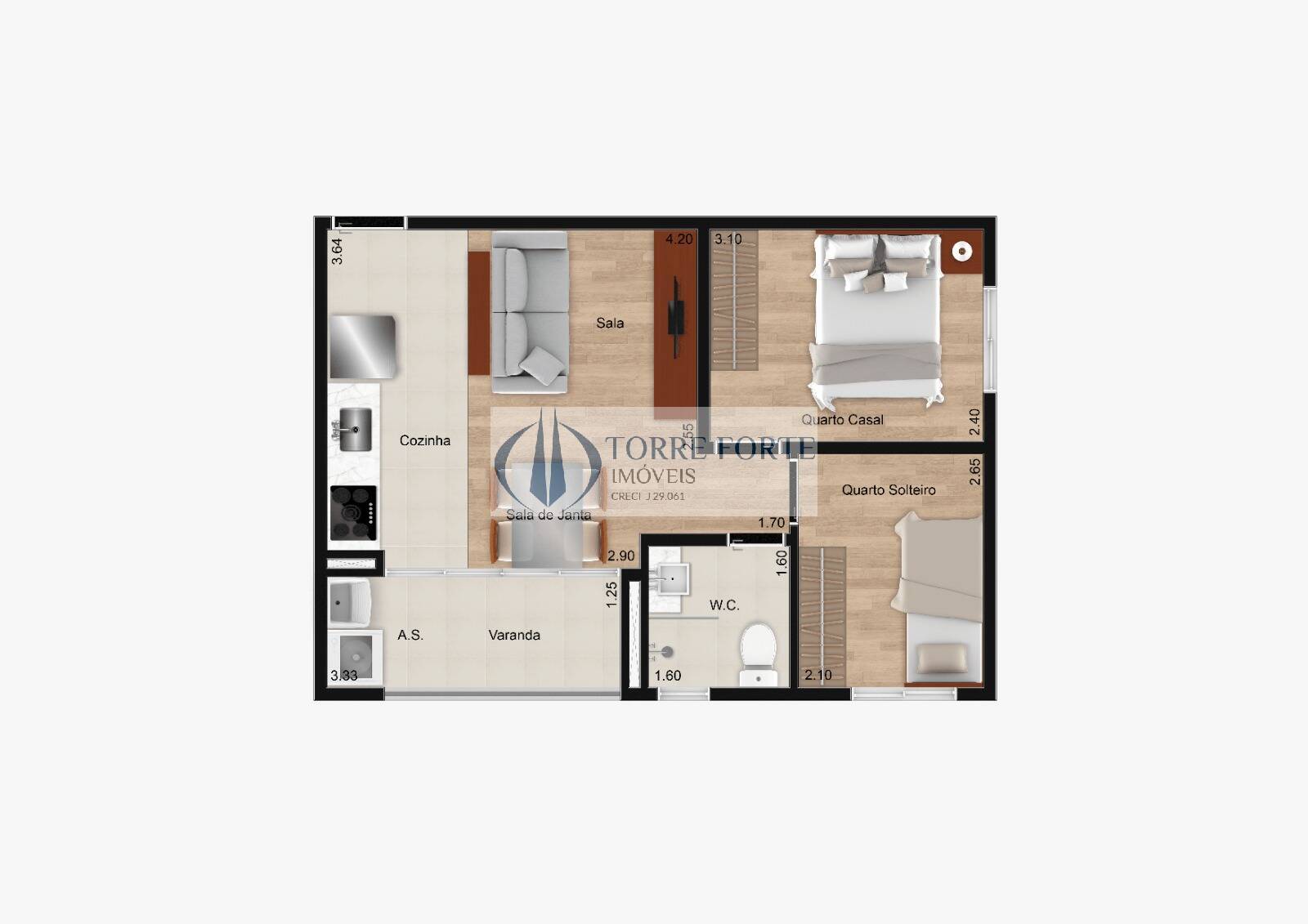 Apartamento à venda com 2 quartos, 42m² - Foto 4