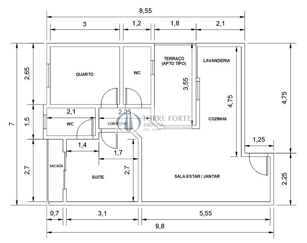 Apartamento à venda com 2 quartos, 57m² - Foto 2