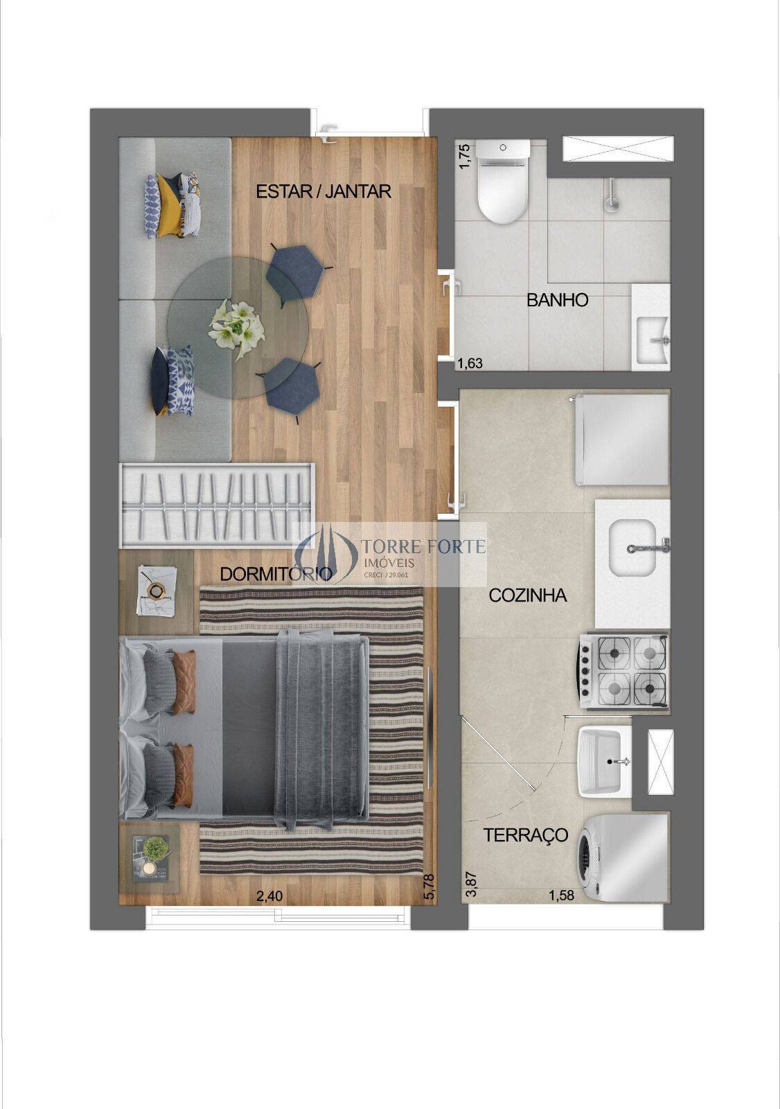 Apartamento à venda com 1 quarto, 27m² - Foto 4