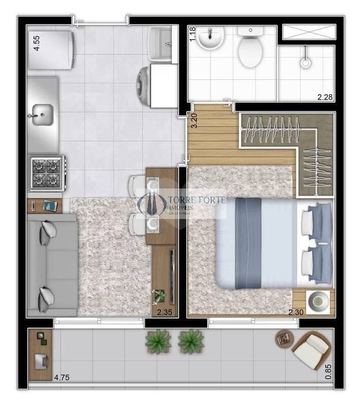 Apartamento à venda com 1 quarto, 28m² - Foto 7