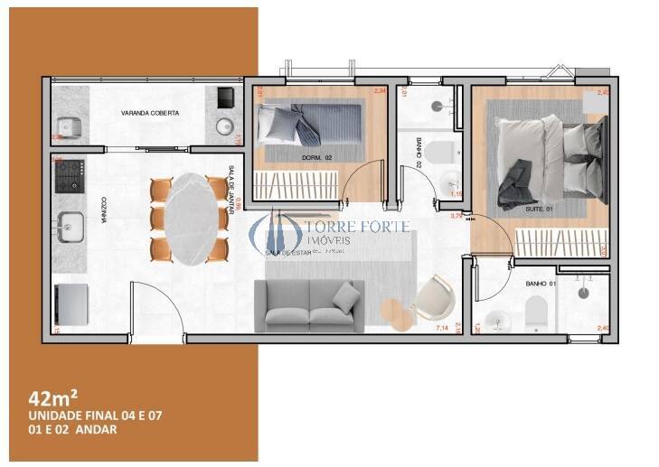 Apartamento à venda com 2 quartos, 41m² - Foto 7